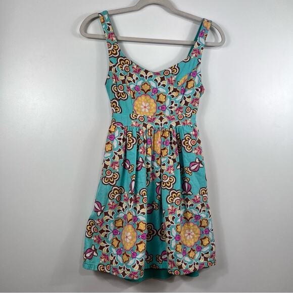 Judith March Womens Small Floral Mini Dress Open Tie Back Retro Pin Up Cottage - Picture 9 of 9